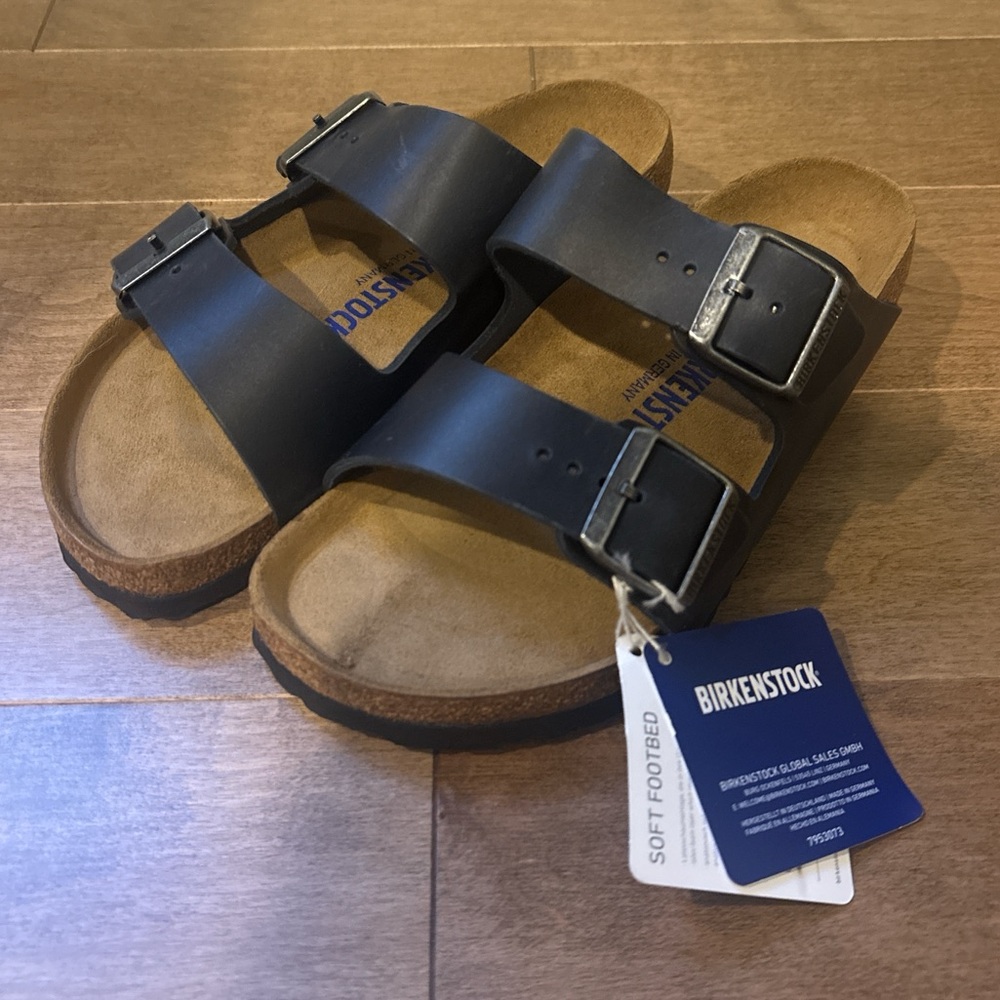 NWT Arizona Birkenstock Soft Footbed Blue Leather